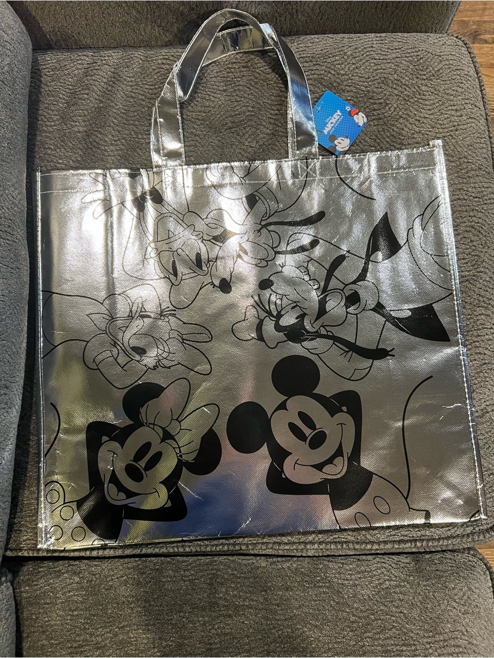 Disney Silver Metallic Mickey & Minnie Tote